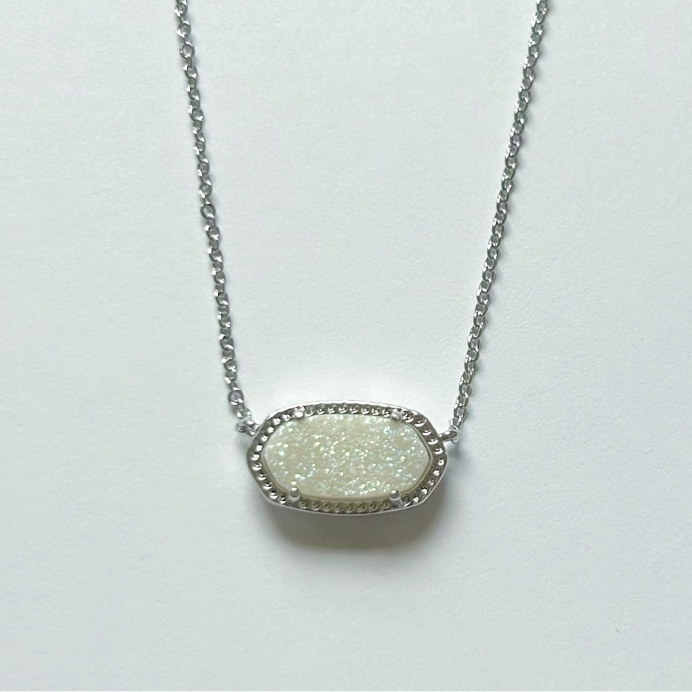 Kendra Scott Elisa Necklace in Silver Iridescent Drusy 🚨NWT!🚨
